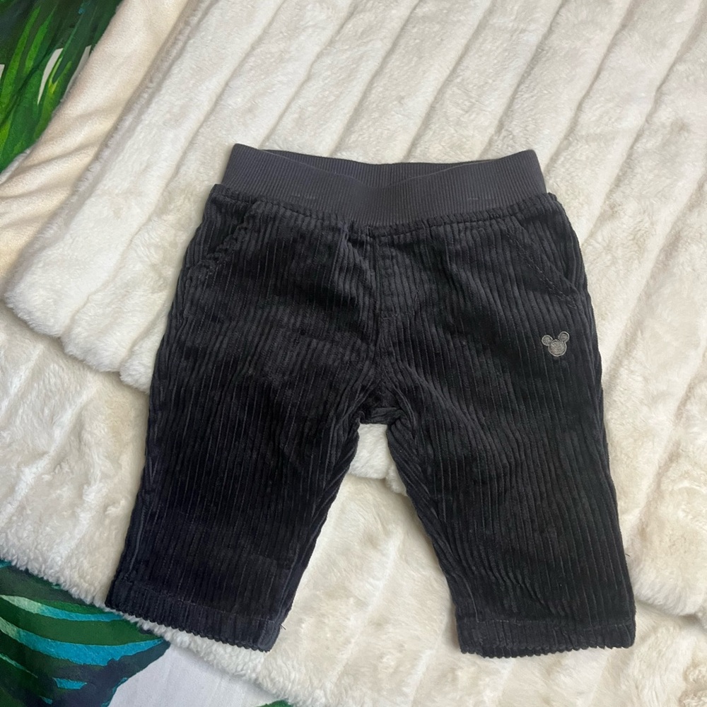 Disney Baby Dark Grey Mickey Corduroy 0-3M Unisex Fall Winter  Corduroy Pants